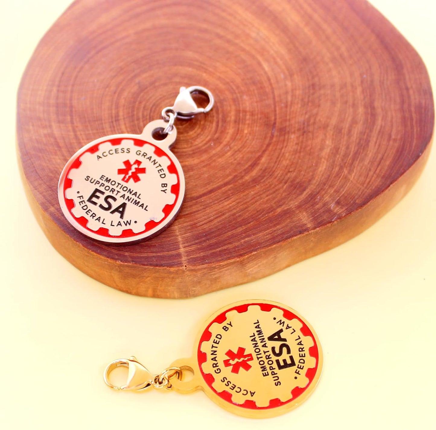 ESA Tag Gold - Protected by Law Emotional Support Pet ID Tag, Easily Attach to Collar, Harness and Service Vest, Lightweight Travel-Ready ESA Collar Tag YA6312-Gold