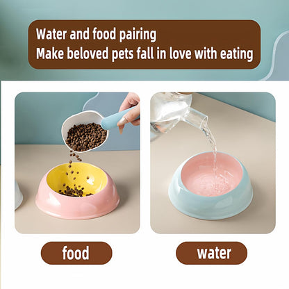 15° Inclined Cat Bowl Optimal Neck Support, Effortless Eating 6.89-Inch Wide and 2.05-Inch Tall Saucer with 7.04-Ounce Capacity Pet Bowl for Cats and Small Dogs（Pink Blue）