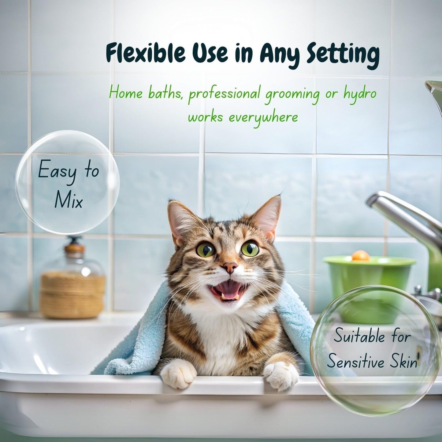 Petway Petcare Cat Shampoo, Natural Dandruff Shampoo, pH Balanced Cat Grooming Supplies with Plant Derived Surfactant, Free of Fragrance, DEA, Phosphates, Parabens & Enzymes, Removes Oil and Dirt, 5 L