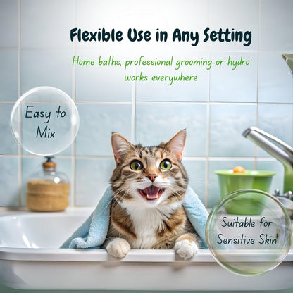 Petway Petcare Cat Shampoo, Natural Dandruff Shampoo, pH Balanced Cat Grooming Supplies with Plant Derived Surfactant, Free of Fragrance, DEA, Phosphates, Parabens & Enzymes, Removes Oil and Dirt, 5 L