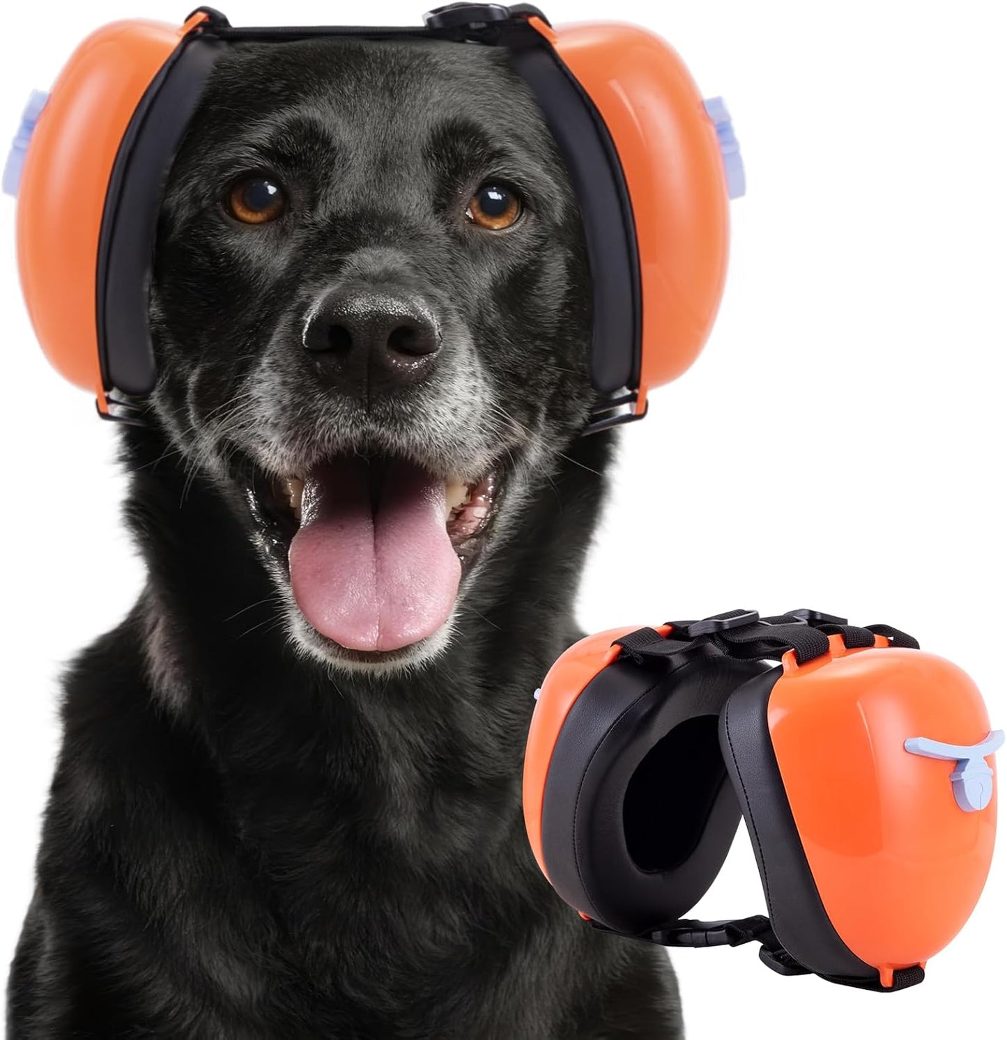 New Dog Ear Muffs for Noise Protection - 30dB NRR Dog Headphones, Noise Cancelling Hearing Protection Against Thunder/Fireworks/Vacuums, Upgraded Design with Bell Accent (Orange, Small)