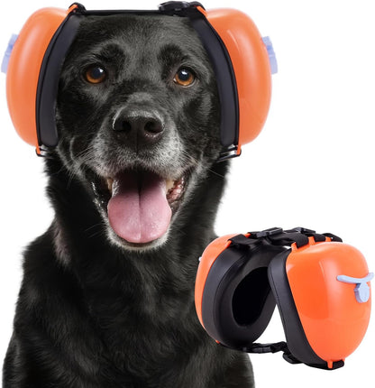New Dog Ear Muffs for Noise Protection - 30dB NRR Dog Headphones, Noise Cancelling Hearing Protection Against Thunder/Fireworks/Vacuums, Upgraded Design with Bell Accent (Orange, Small)