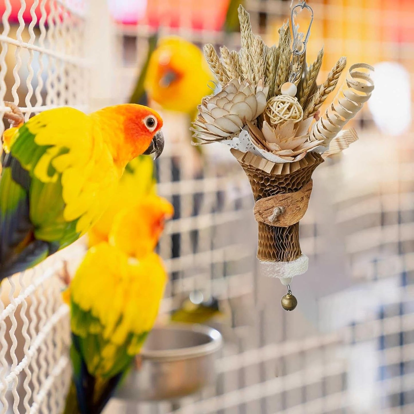 Parakeet Chew Toys, Parrot Bird Toys,Bird Chew Toys with Wheat Ears Bouquet Design | Funny Chew Toy