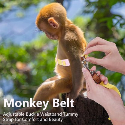 Mini Monkey Leash, Adjustable Monkey Strap with Belly Bands and Matching Leash for Marmoset Monkey, Maximum Dimension 5.7 Inches for Monkey, Comfortable and Durable