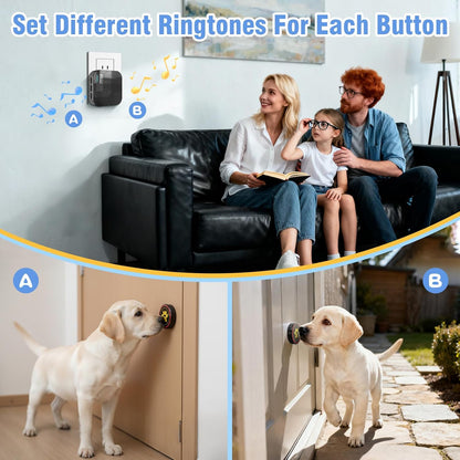 ChunHee WiFi Smart Dog Door Bell for Potty Training to Go Outside–Wireless Doggy Doorbell with Tuya Phone Notification–Waterproof Touch Button and Adjustable Volume, Multi-User Alerts(2 Dog Buttons)
