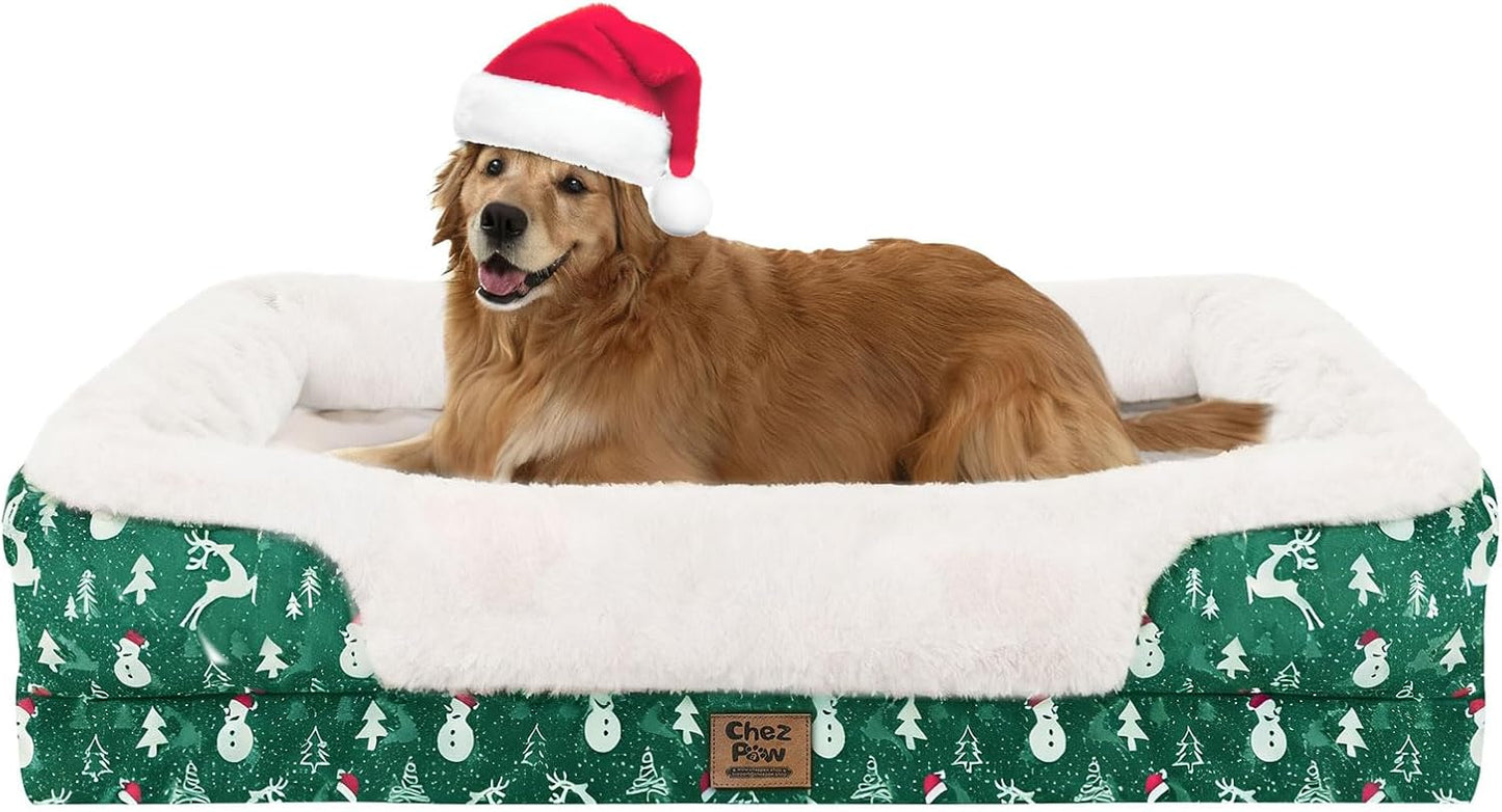 Washable Orthopedic Large Dog Bed - Removable Orthopedic Foam Dogs Beds with Bolsters Waterproof Large Dog Bed and Non-Slip Bottom Extra Large Dogs Beds Sofa
