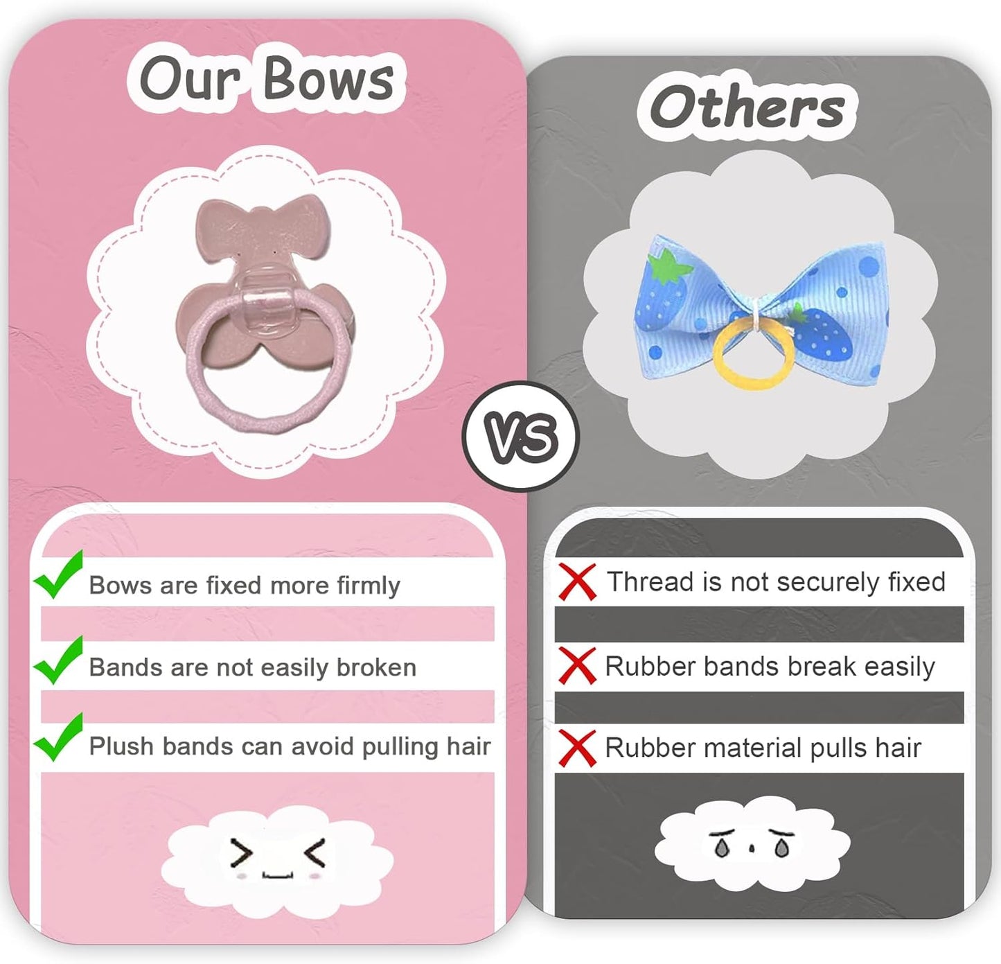 20 Pcs Light Pink Small Dog Hair Bows with Rubber Bands Puppy Bows for Ears Cute Grooming Flower Bowknot Strawberries Topknot Dog Hair Accessories for Small Dogs Girl Hair Ties for Yorkie Shih tzu