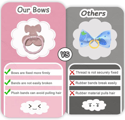 20 Pcs Light Pink Small Dog Hair Bows with Rubber Bands Puppy Bows for Ears Cute Grooming Flower Bowknot Strawberries Topknot Dog Hair Accessories for Small Dogs Girl Hair Ties for Yorkie Shih tzu