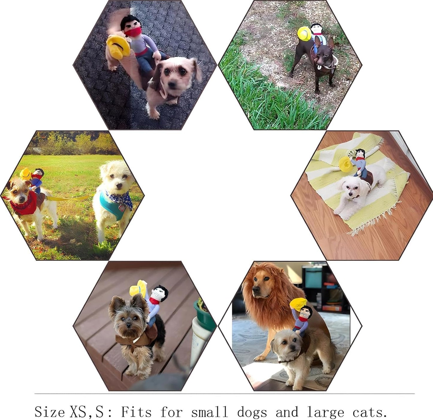 NACOCO Cowboy Rider Dog Costume for Dogs Clothes Knight Style with Doll and Hat for Halloween Day Pet Costume (S)