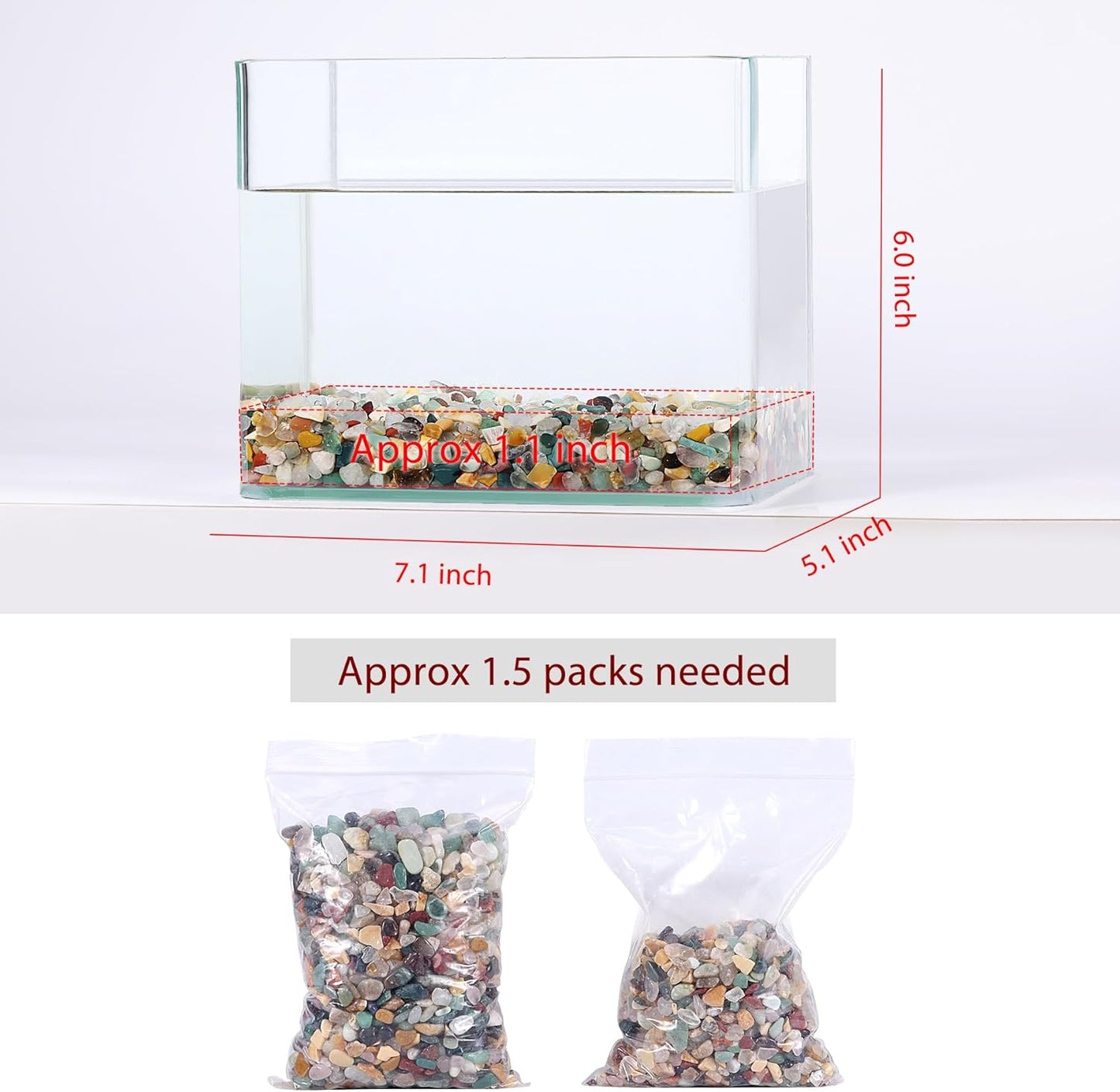 Mixed Crushed Crystal Chips Bulk 1lb 1200+Pcs Assorted Tumbled Stone Chips Natural Polished Mixed Chakra Aquarium Gravel Rocks for Plants Terrarium Supplies Fish Tank Gravel Pebbles Vase Filler