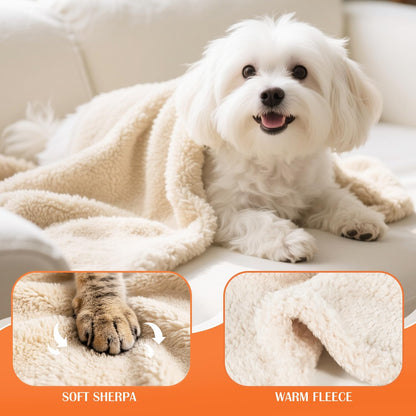 Cat Blanket for Small Dogs Puppy Cat Kitten, 16" x 24" Soft Warm Sherpa Fleece Cat Blanket Washable, Grey/Beige Pack 2
