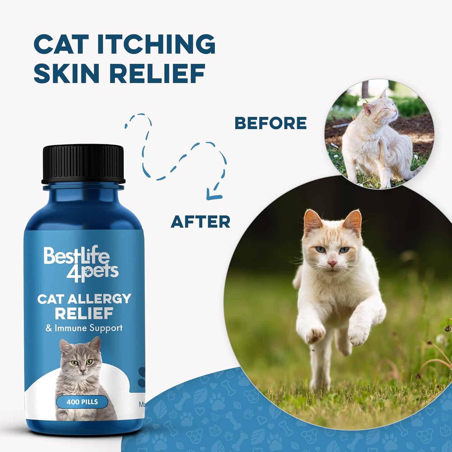 Itch Relief and Ear Infection Treatment for Dogs & Cats, Natural Ear Mites Treatment for Cats and Dogs Soothes Itchy Ears & Cat Allergy Relief & Immune Support, Relief for Seasonal Allergies