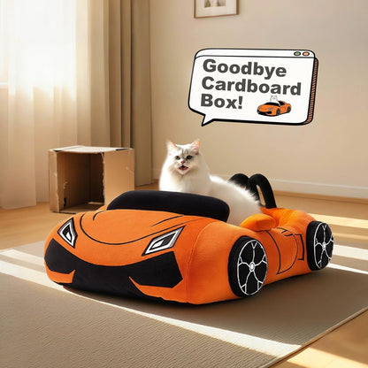 Cute Cat Beds Kitten Beds, Soft Small Dog Beds, Washable Pet Beds for Puppy and Kitty, Funny Supercar Cat Toys, 24 Inch