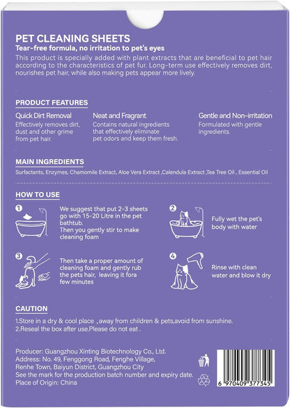 Pet Laundry Sheets Shampoo Sheets, Fast Dissove and Dense Foamy Liquidles Pet Supplies, for Pet Clothing and Toys Washing, for Dog and Cat Bath, Up to 30 Washes