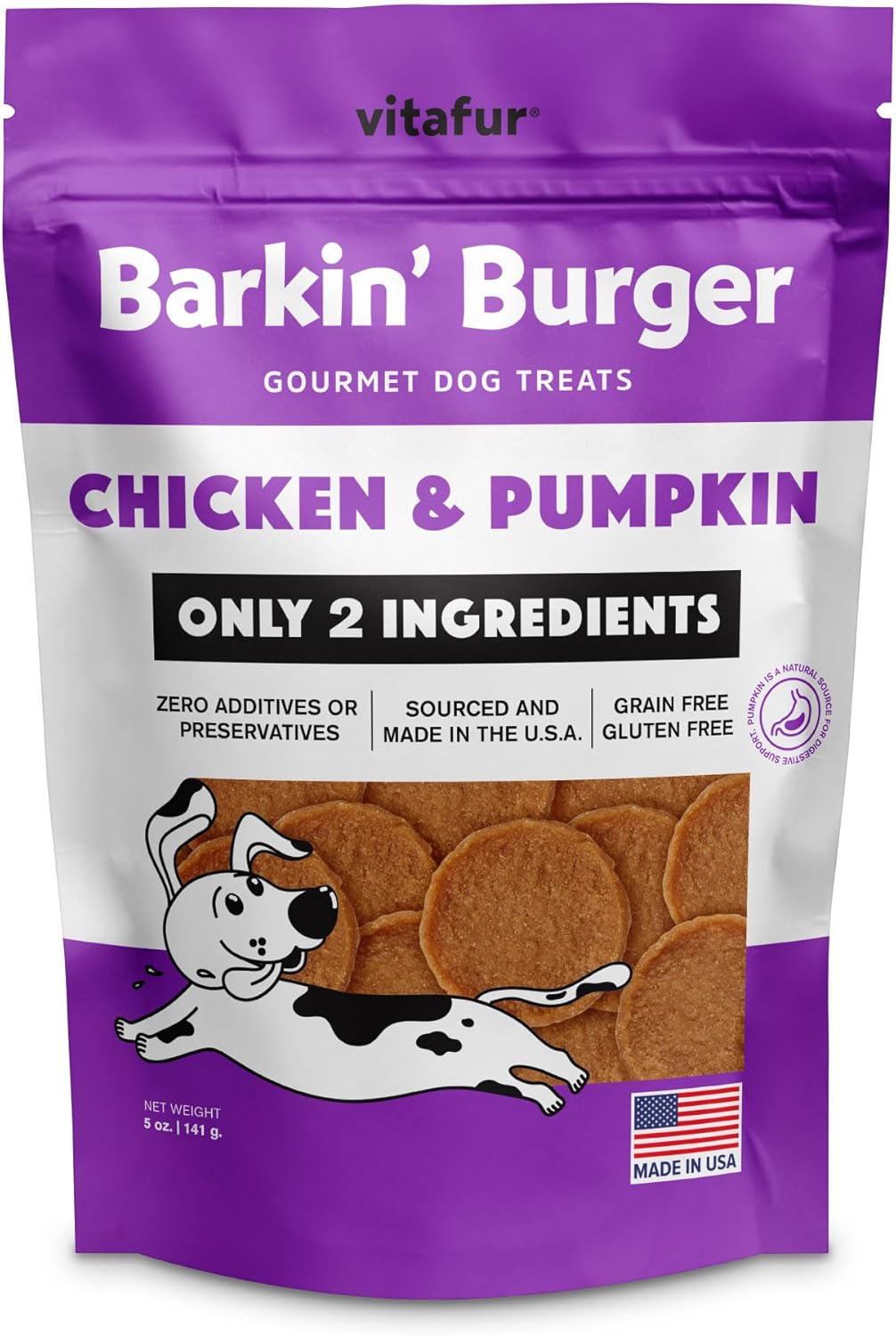 Barkin Burger - Only 2 Premium Ingredients. All Natural Chicken Chips Digestive Support Healthy Dog Treats - Grain Free, Zero Fillers or Preservatives - Perfect for Sensitive Stomachs, Made in USA
