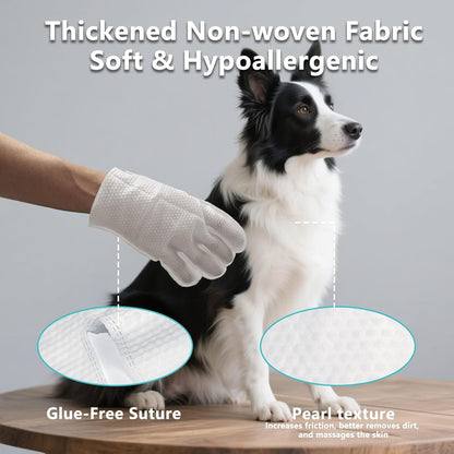 6PCS Unscented Extra Thick Pet Glove Wipes for Dogs & Cats, Dog Cat Washing Cleaning Gloves, Dog Grooming Bath Gloves for Daily Care and Traveling, Rinse Free