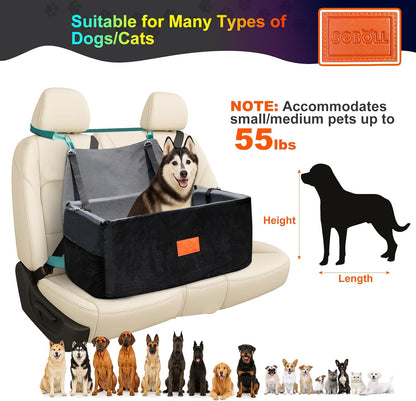 Dog Car Seat - Small Dogs Waterproof Booster Clip-on Harness and Thick Memory Foam Padding Pet Travel Bed Small Dog Car Seat Cover (Black, Large)