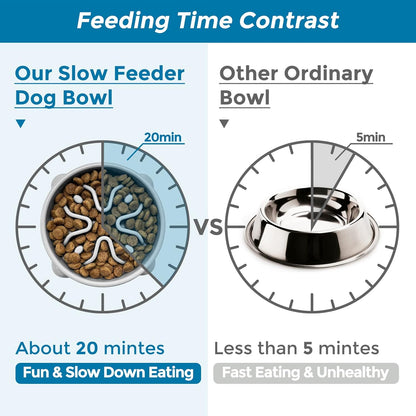 VANNON Slow Feeder Dog Bowls Non Slip Puppy Bowl Durable Dog Puzzle Feeder Bloat Stop Food Bowls for Puppy and Small Dogs, BPA Free, 1 Cup, Grey