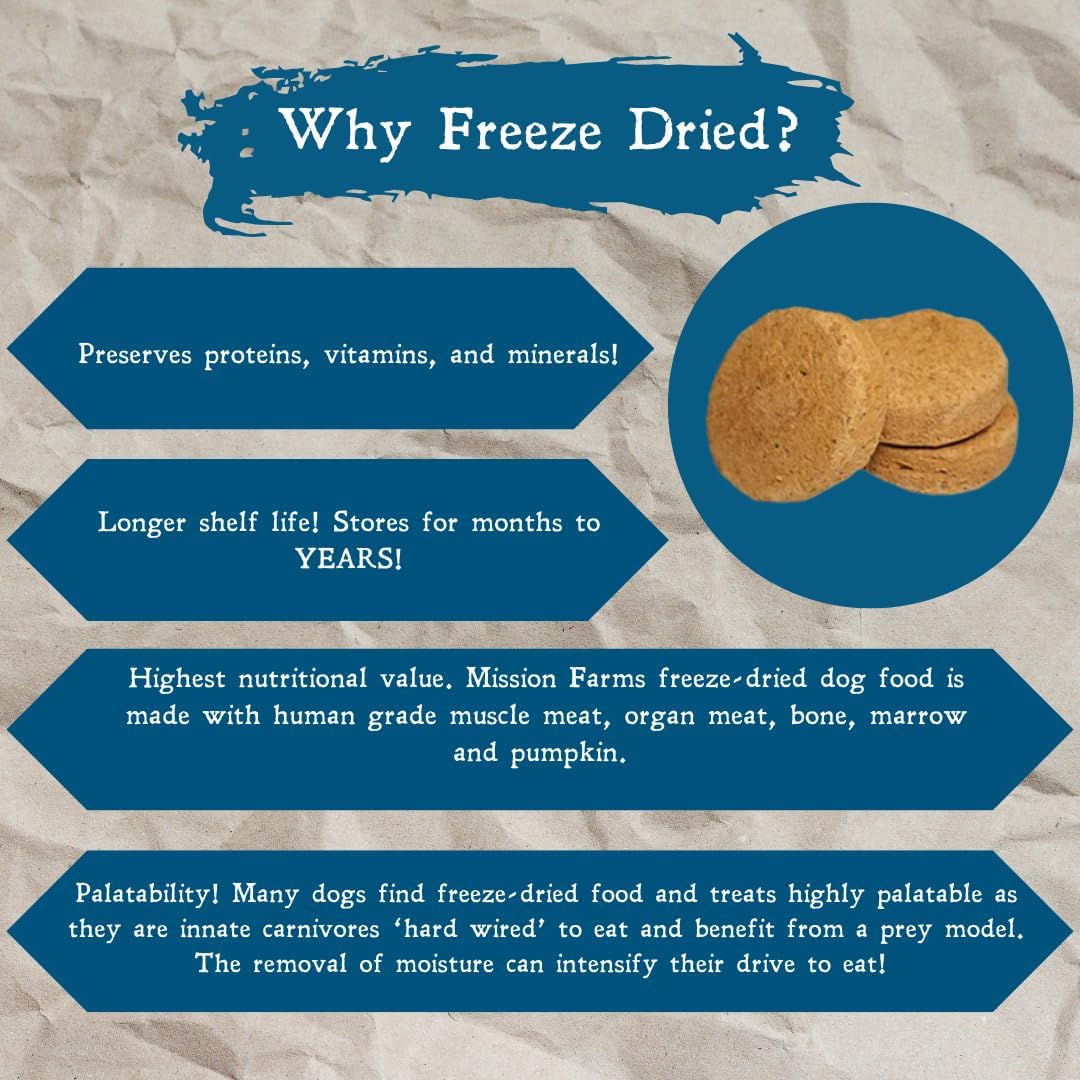 Mission Farms Raw Freeze-Dried Dog Food – Chicken & Salmon with Pumpkin, 14oz Each, Grain-Free, All-Natural