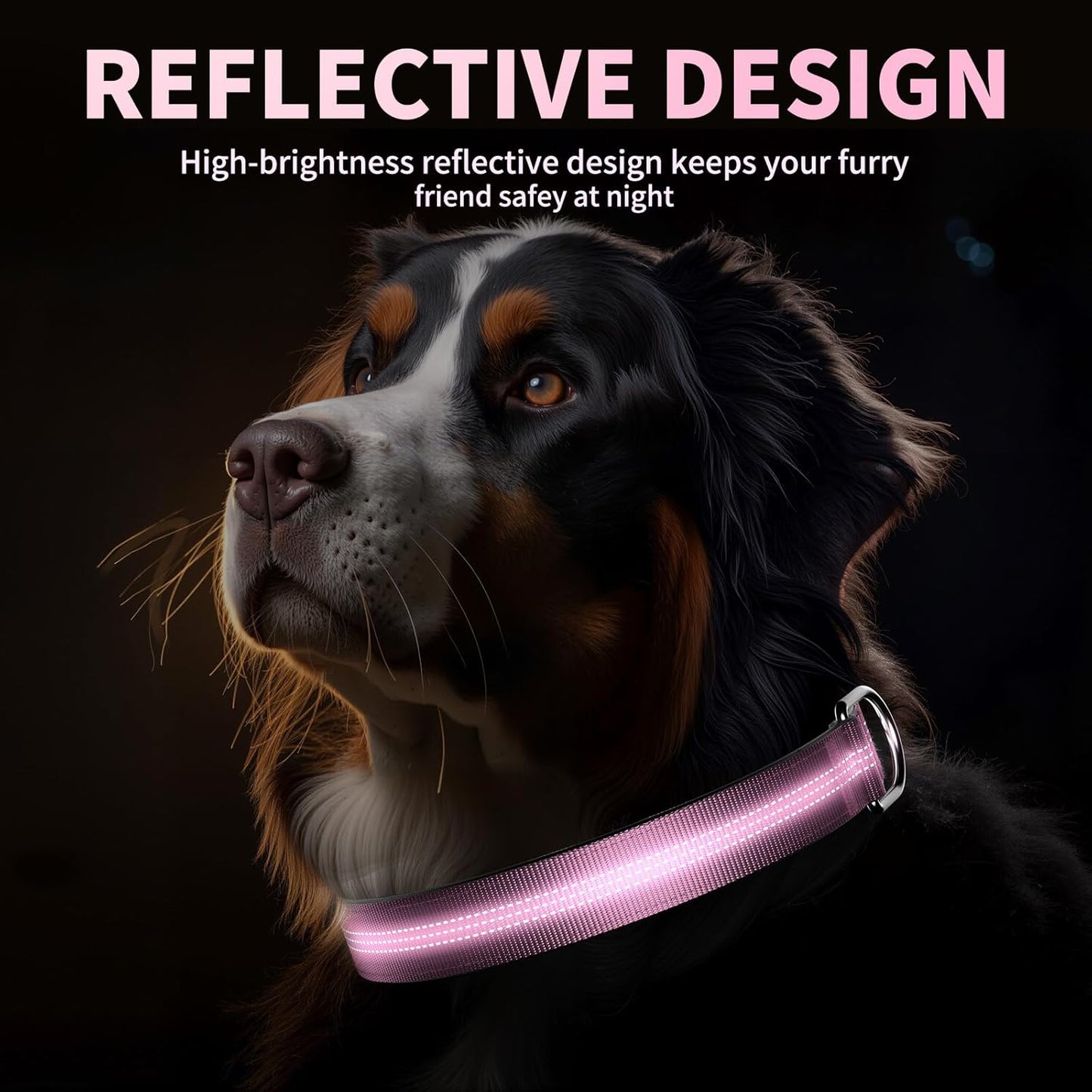 Thickened Padded Durable Dog Collar, Adjustable, Ultra-Durable, Suitable for Medium, and Large Breed Pet Collars (Pink, L)