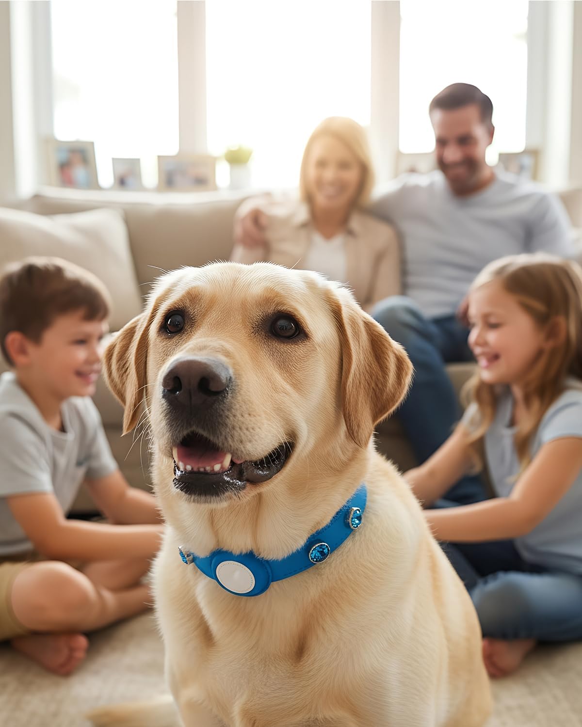 Upgraded AirTag Dog Collar - Adjustable Diamond-Studded Leather Dog Collar with Quick-Release Buckle | Luxurious Jewelry Accessory for Small, Medium, and Large Dogs (L (14"-18"))