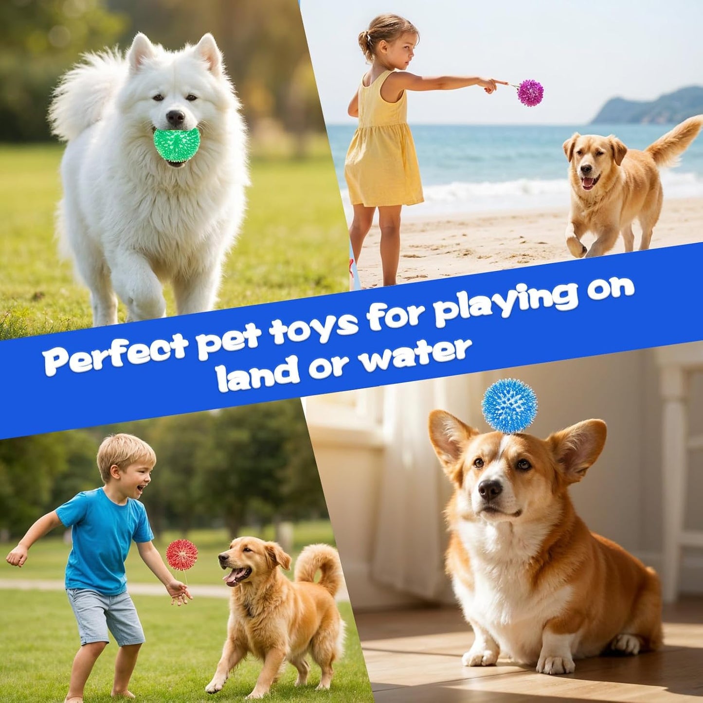 18 Pcs Squeaky Dog Toy Balls, 2.5 Inch Bulk Durable Spikey Dog Balls 6 Colors Puppy Chew Toys for Small Medium Large Dogs Clean Teeth and Training