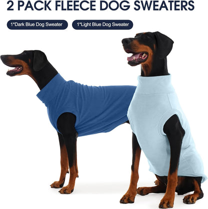IECOii 2 Pack Fleece Doberman Sweater for Dog - Warm Winter Fleece Vest, Comfortable Coats for Outdoor, Stretchy Pet Sweatshirt for Large Dogs, Machine Washable (Size 4XL, Dark Blue & Light Blue)