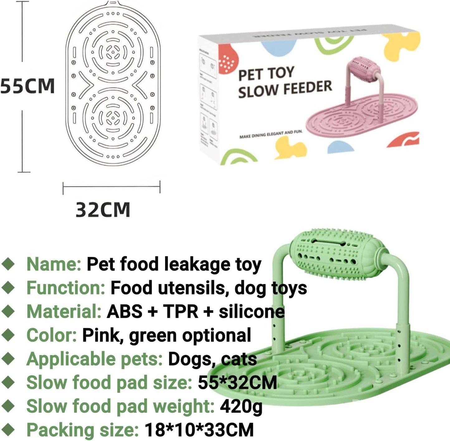 Dog Puzzle Feeder, Silicone Slow Food Mat, Interactive Dog & Cat Food Puzzle Toy, Adjustable Height, Large Capacity, Relieves Anxiety and Boredom, Enhances IQ Training for Large Dogs Pets