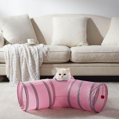 Cat Tunnels for Indoor Cats 3 Way Play Toy Kitty Tunnel Peek Hole Toy with Ball for Cat Tube Fun for Rabbits Kittens and Dogs