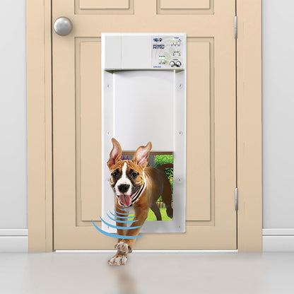 Power Pet Automatic Pet Door - Medium Door Mount - Pet Activated - Motorized - Safe Gravity Closure with Anti Pinch - Dead Bolt Lock - 4 Way Access - Dual Range Control - Air Tight