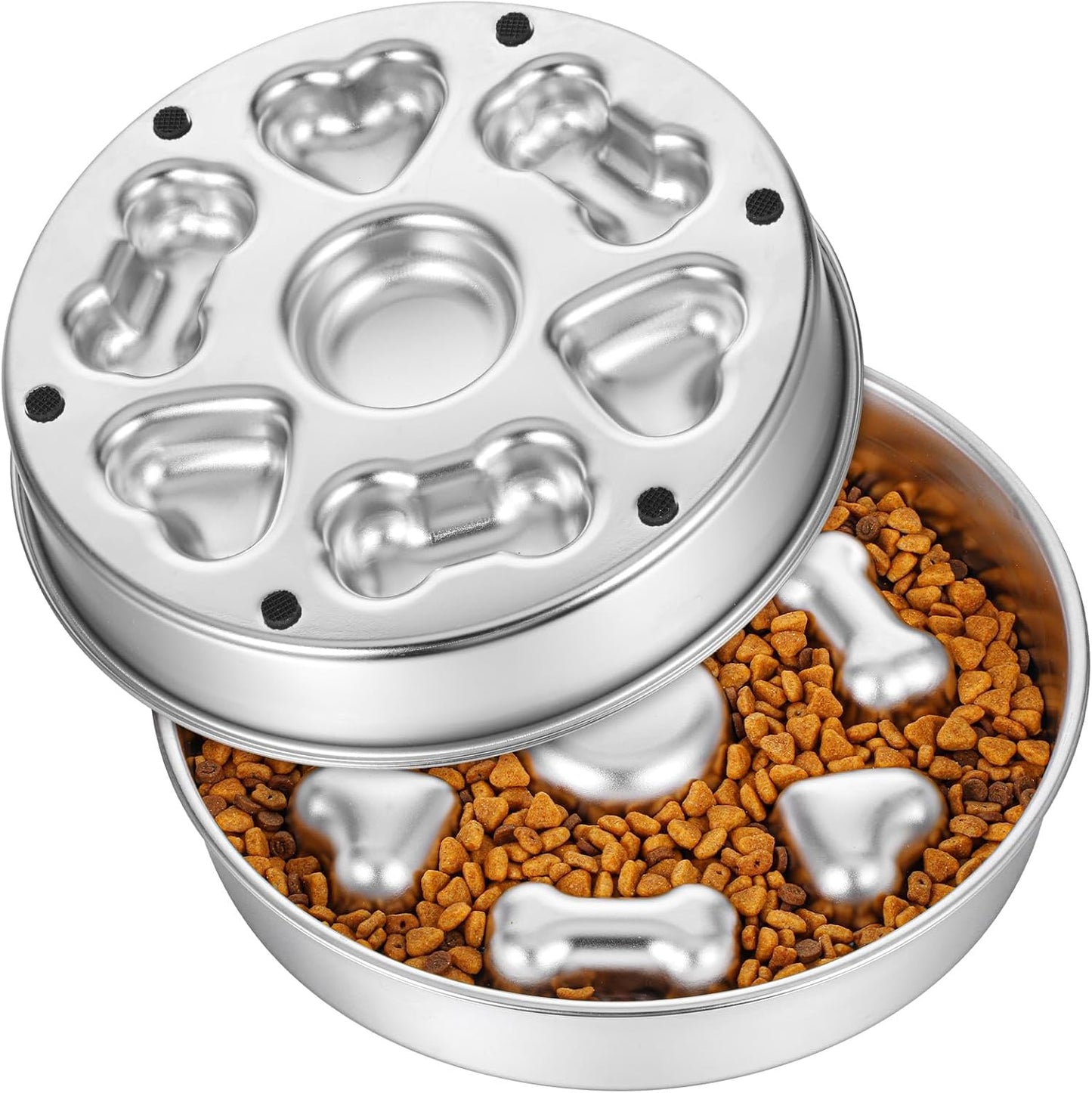 1 Pc Slow Feeder Dog Bowls, 304 Stainless Steel Slow Feeder Bowl 4 Cups Metal Pet Food Bowl with Non-Slip Base for Medium & Large Breed, Dishwasher Safe