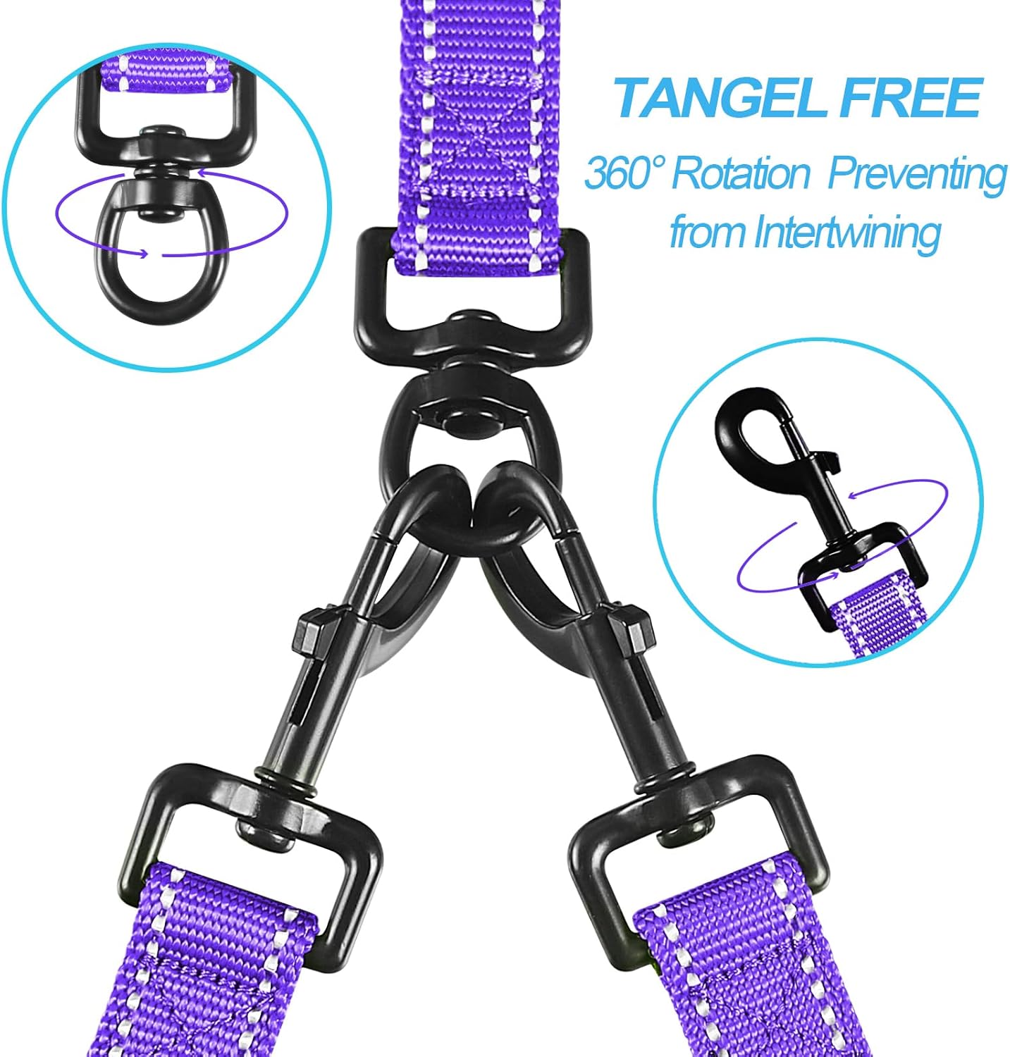 PetBonus No Tangle Double Dog Leash and Dog Seat Belt for Car