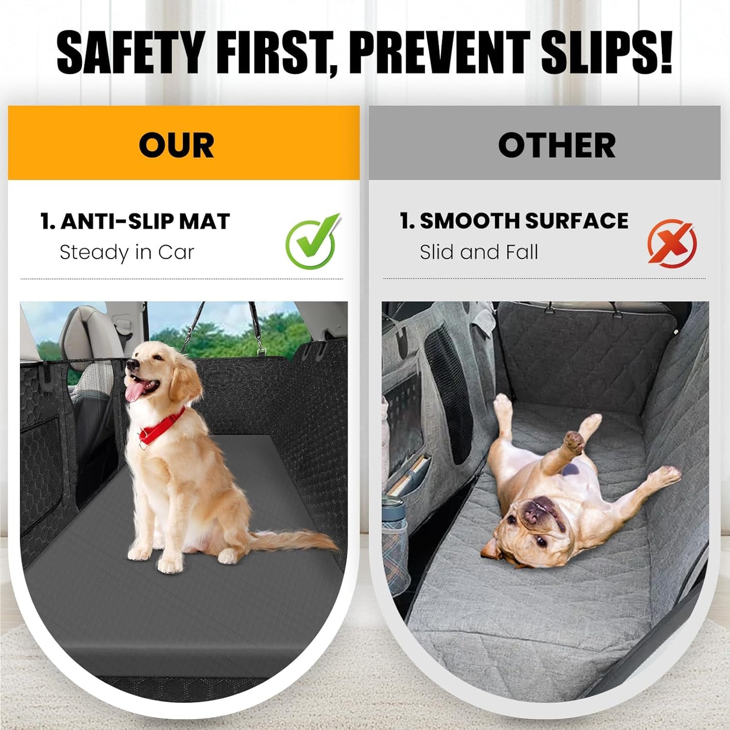 Dog Car Bed for Back Seat Cover, Supportive Foam Pet Mat Cushion for Car Backseat Extender with Removable Cover, Common Size for Sedan, SUV & Truck, Easy Clean