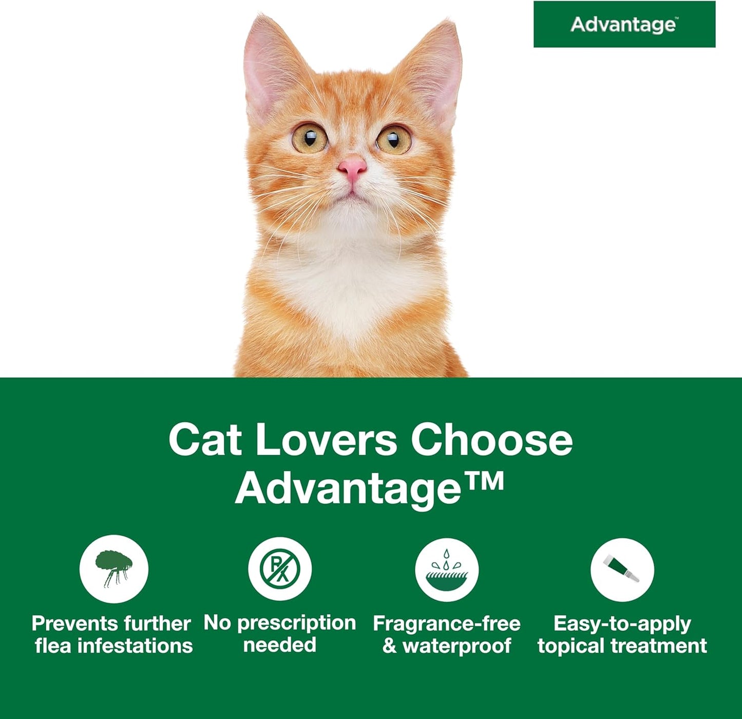 Advantage Topical Cat Flea Treatment and Prevention for Small Cats 2-9 lbs. | Apply Flea Drops Monthly | 6 Treatments (Pack of 3)