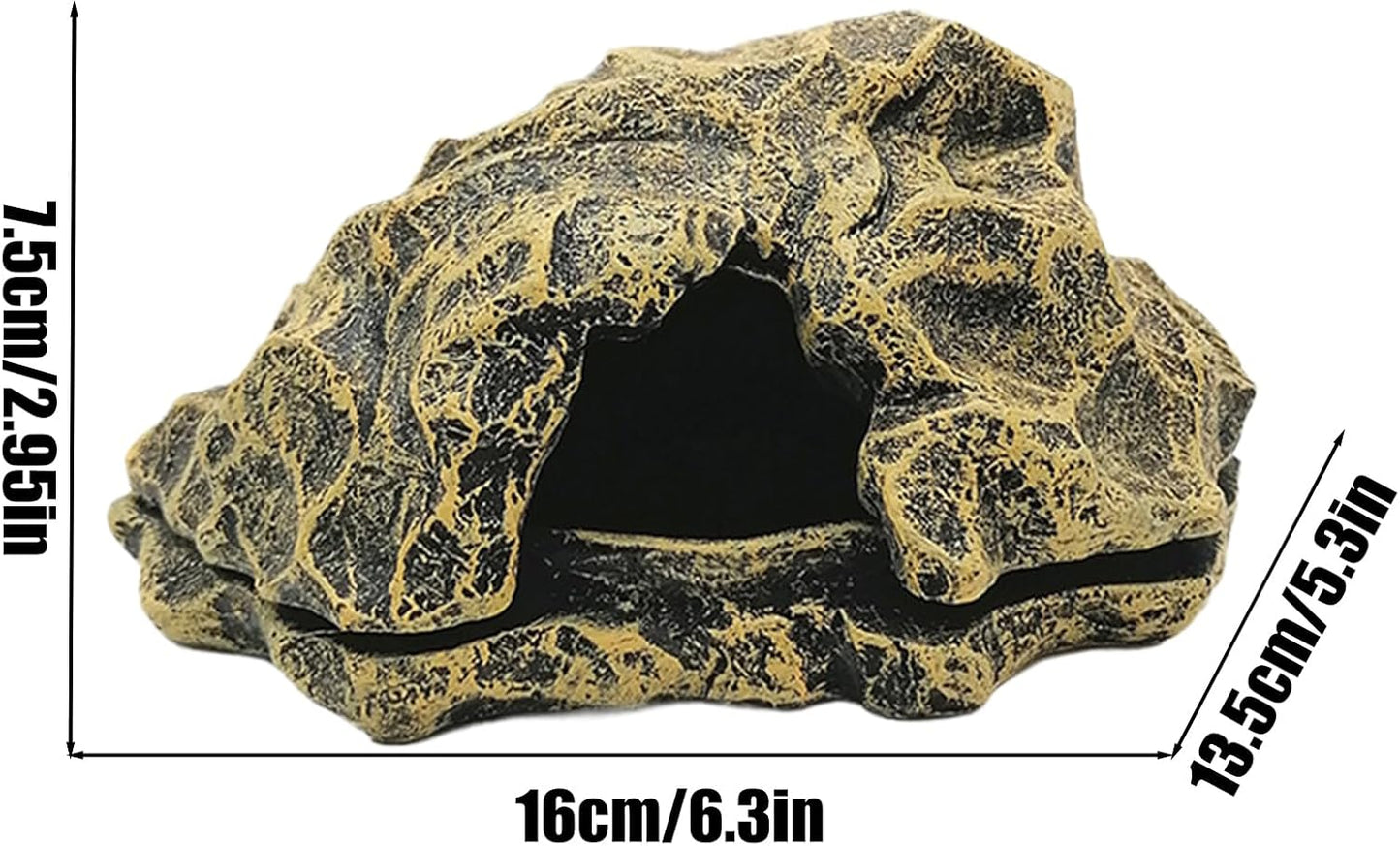 Reptile Shelter - Fake Rock Resin Terrarium, Aquarium Caves | Landscape Basking Suitable Gecko Lizard Tortoise Snake Amphibian Fish Habitat Decoration L