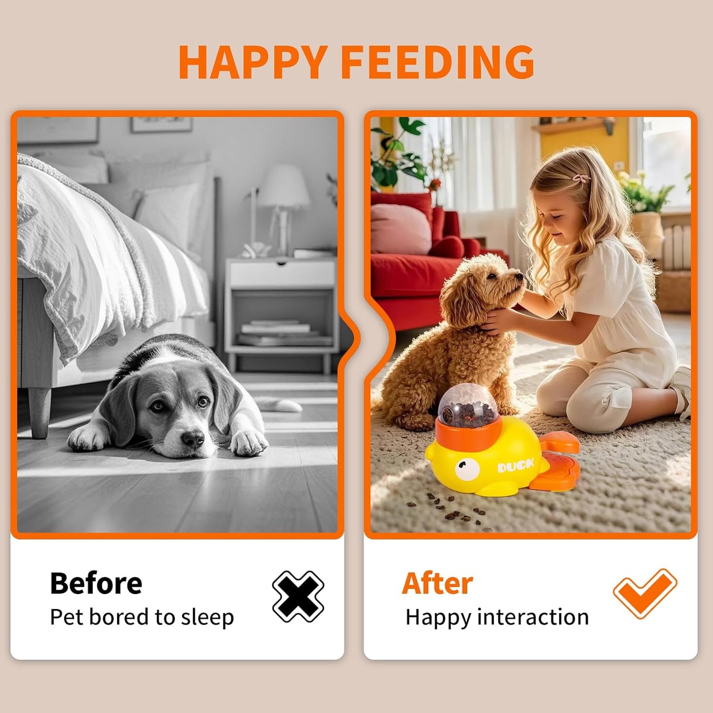 2-in-1 Interactive Dog Toys Food Puzzle Slow Feeder, Safe Dog Food Treat Feeding Dispenser for Dogs and Cats, Promotes IQ Training and Entertainment Reduces Bloating Anti-Gulping Small Animal Bowls