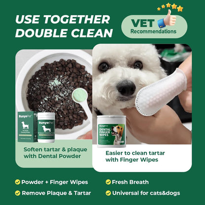 Larger Size Pet Dental Finger Wipes for Dogs & Cats – Rinse-Free Oral Care, Helps Reduce Plaque & Tartar, Freshens Breath, Disposable Finger Wraps for Gentle Gum Cleaning, 50 Count