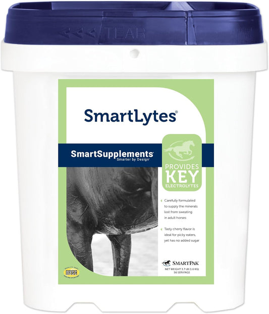 SmartLytes Horse Electrolyte Powder Supplement | Encourages Hydration, Replenishes Electrolytes | No Added Sugar | Cherry Flavor | 56 Servings | 3.7 lb Bucket