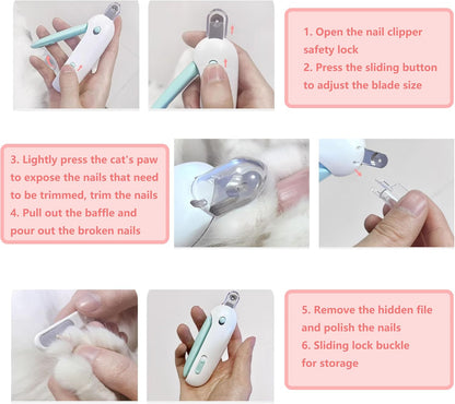 Pets Nail Clippers and Trimmers for Indoor Cats & Small Animals, Safety Lock and Nail File, Nail Trimmer & Claw Scissors for Home Grooming - Professional Grooming Tool for Pets (Pink)