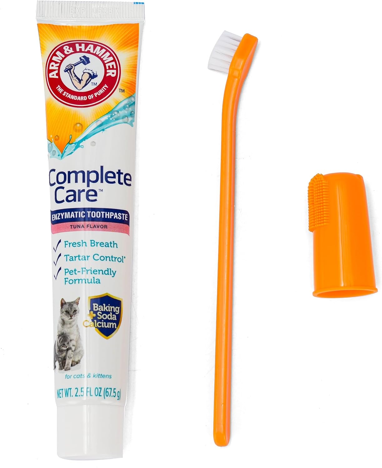 Arm & Hammer Complete Care Dog Dental Kit, Tuna Flavor Enzymatic Dog Toothpaste, Toothbrush, & Finger Brush, Baking Soda + Calcium, Enhanced Formula, 2.5oz