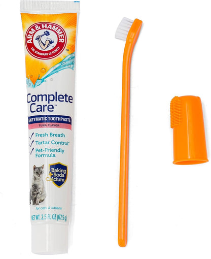 Arm & Hammer Complete Care Dog Dental Kit, Tuna Flavor Enzymatic Dog Toothpaste, Toothbrush, & Finger Brush, Baking Soda + Calcium, Enhanced Formula, 2.5oz