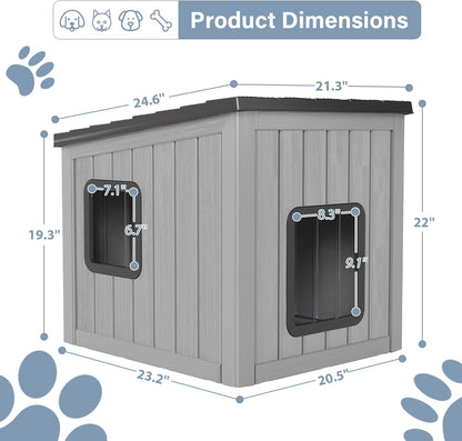 LHBcraft Outdoor Cat House Weatherproof, Clawsable Cat Houses for Outdoor Indoor Cats, Feral Cat House Shelter, Resin Insulated Material, Emergency Exit Easy to Clean and Install, Black