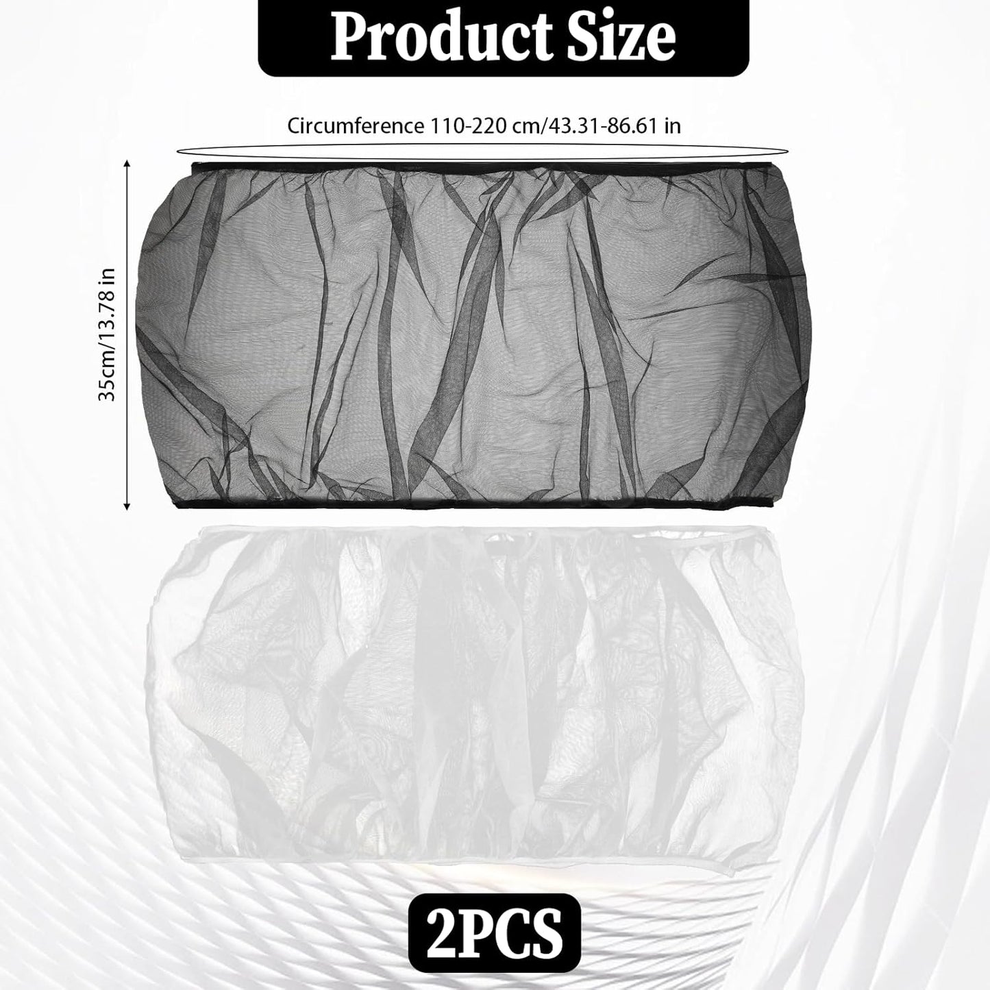 2PCS Adjustable Bird Cage Cover, Bird Cage Seed Catcher, Large Birdcage Cover, Airy Nylon Guard Net for Parrot Parakeet Macaw Round Square Cages (Black, White)