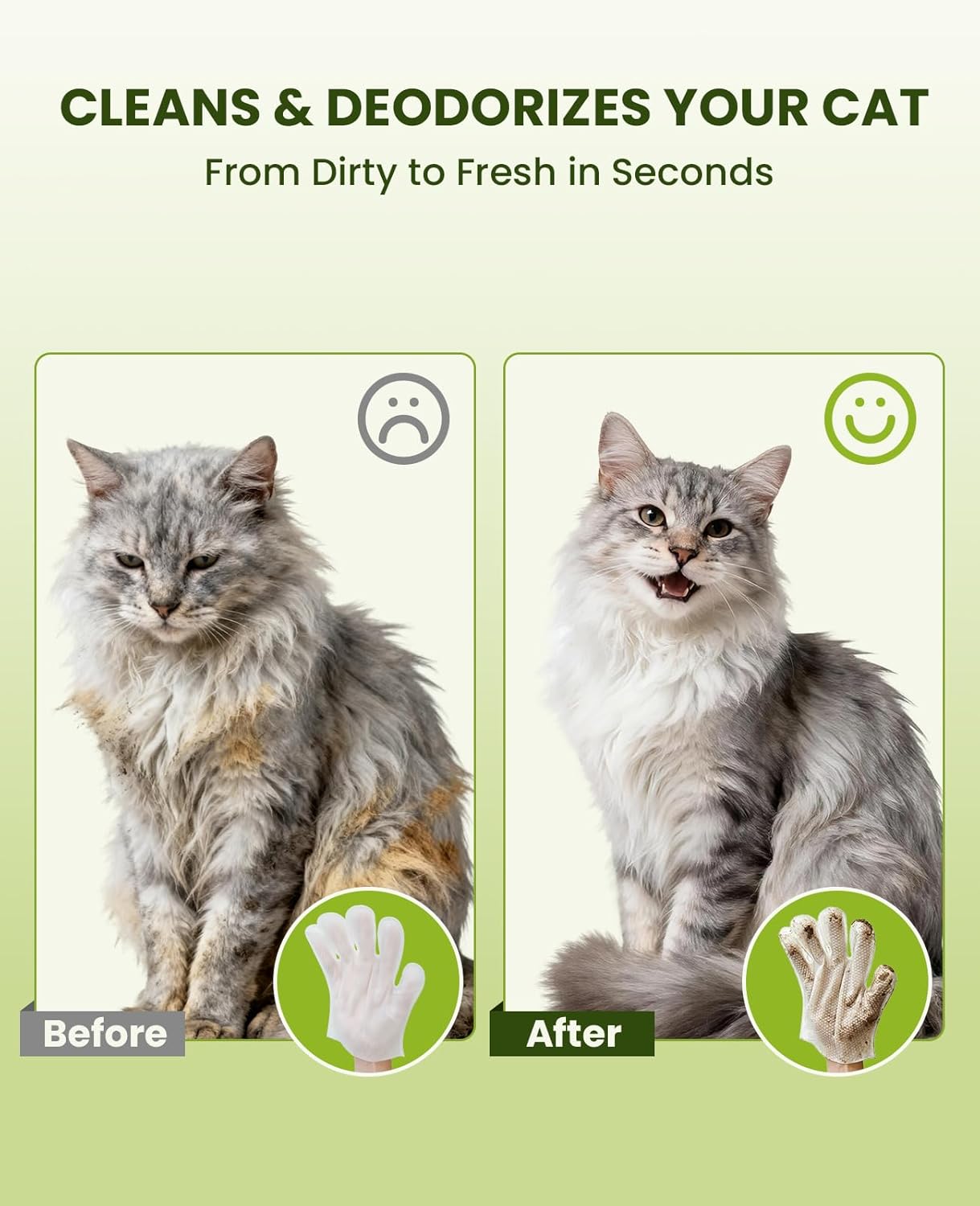 36PCS Pet Glove Wipes for Dogs & Cats, Extra Thick Double-Sided Dog Bath Wipes for Sensitive Skin, Lick-Safe Pet Cleaning Gloves & Cat Cleaning Gloves with Coconut Oil for Coat, Paws & Bottom