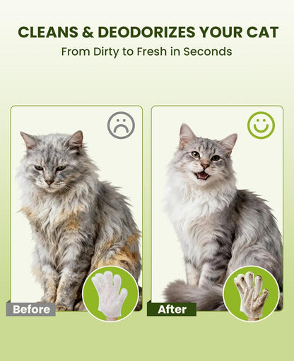 36PCS Pet Glove Wipes for Dogs & Cats, Extra Thick Double-Sided Dog Bath Wipes for Sensitive Skin, Lick-Safe Pet Cleaning Gloves & Cat Cleaning Gloves with Coconut Oil for Coat, Paws & Bottom