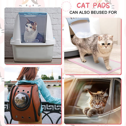 50 Count Cat Litter Pads for Tidy Cats Breeze Litter System 16.9 x 11.4 Inch Lavender Scented Cat Pad Refills Super Absorbent Quick-Dry Pee Pads for Cats (Pink)