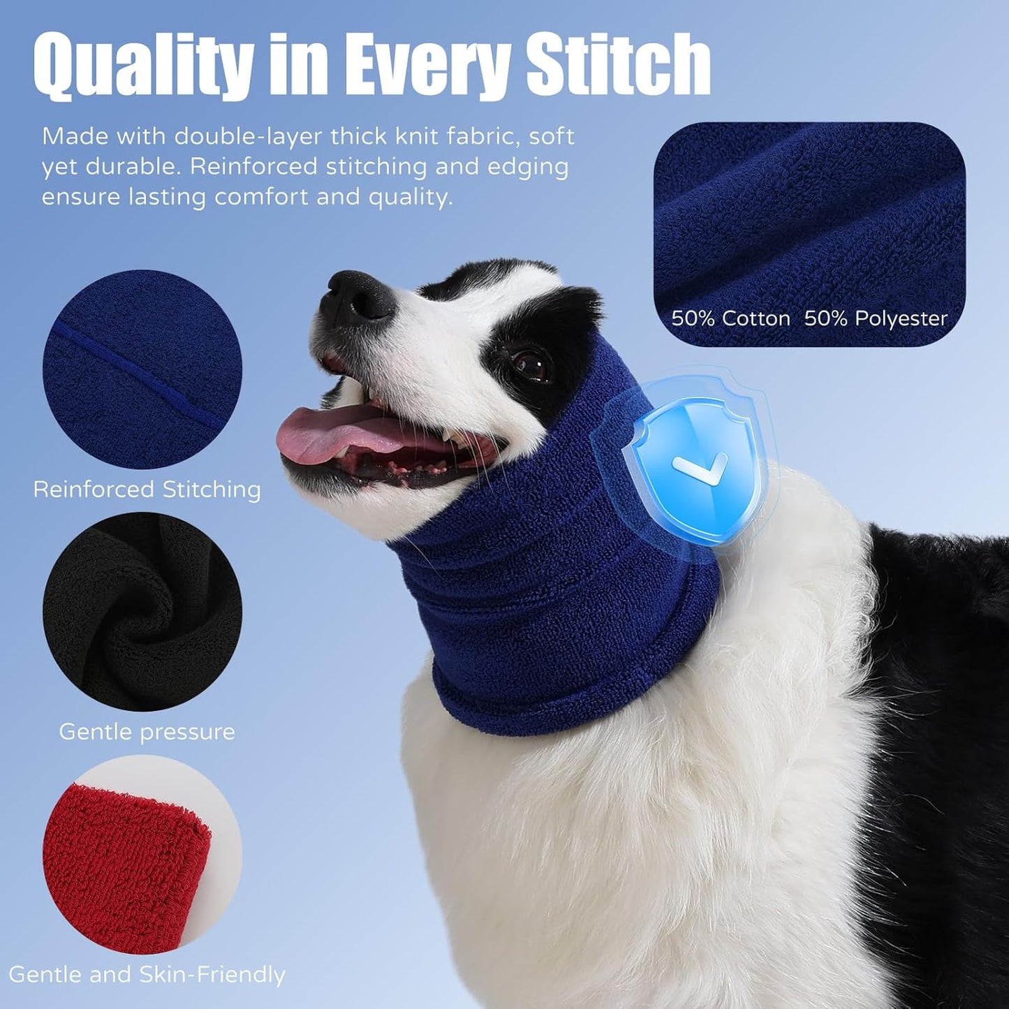 3 Pack Bundle (S, M, L) Dog & Cat Calming Band Cat Anxiety Relief Cover,Double Layer Thickened Elastic Neck Band Ear Muffs for Anxiety Relief/Noise Protection,Grooming,Thunder,Fireworks