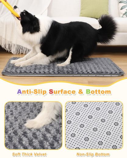 Dog Bed for Crate High Resilience Foam Crate Pad Mat for Medium Large Dogs Washable Anti-Slip,35" x 22",Dark Gray