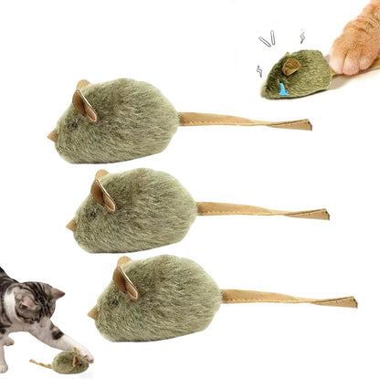 Squeaky Mouse Cat Toy - 3pcs Interactive Electronic Kitten Toys for Indoor Play, Exercise & Hunting Instinct Stimulation