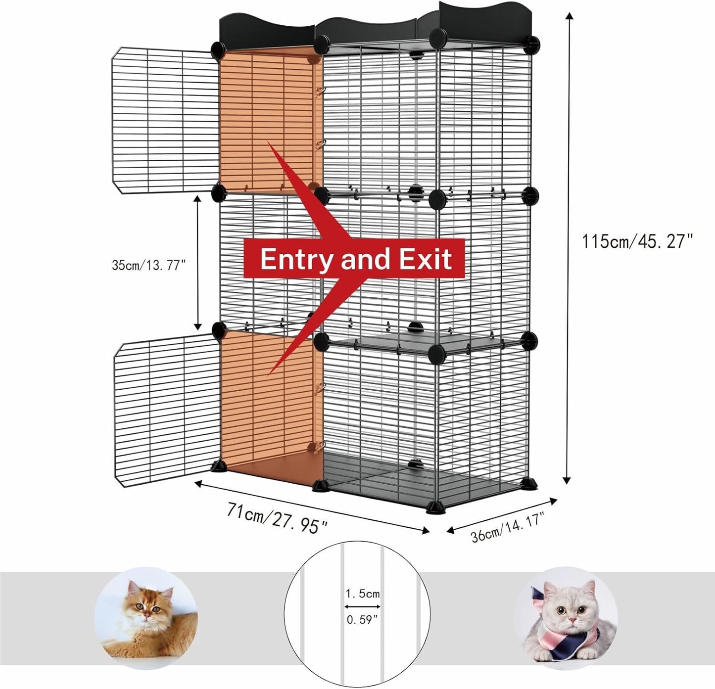 Cat Litter Box with Lid Indoor: Enclosed Litter Box with Cover for Multiple Cats Kitty, DIY Litterbox for C&C Grid Cat Cage